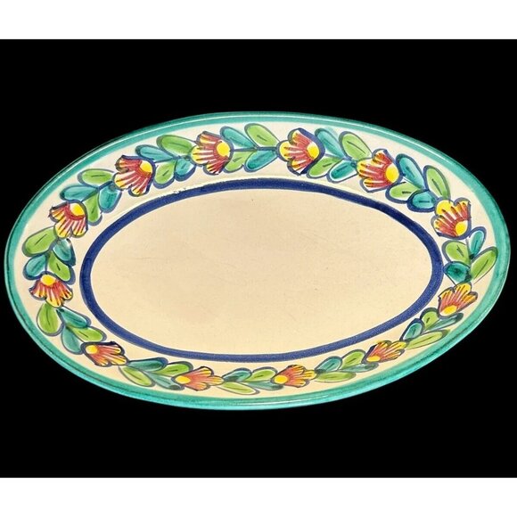 GIOVANNI VIETRI Oval Floral Serving Dish Italy Deruta Italian Pottery Plate Bowl - Picture 10 of 10